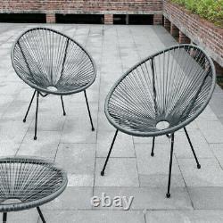 Round String Moon Egg Chair Rattan Glass Tea Table Furniture Set Garden Outdoor
