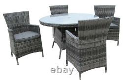 Rust Free Outdoor Garden Rattan Furniture Cube Dining Set Round Table 6 Chairs