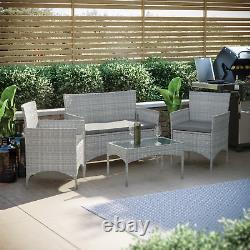 SALE 4 Piece Rattan Set Garden Furniture Patio Outdoor Modern Grey