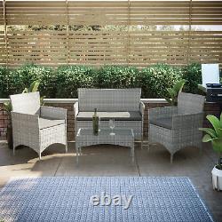 SALE 4 Piece Rattan Set Garden Furniture Patio Outdoor Modern Grey