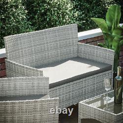 SALE 4 Piece Rattan Set Garden Furniture Patio Outdoor Modern Grey