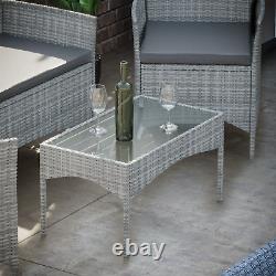 SALE 4 Piece Rattan Set Garden Furniture Patio Outdoor Modern Grey