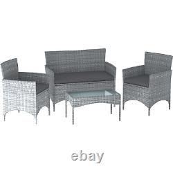 SALE 4 Piece Rattan Set Garden Furniture Patio Outdoor Modern Grey