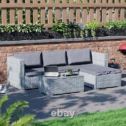 SALE 4 Seater Corner Rattan Set Garden Furniture Grey