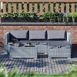 SALE 4 Seater Corner Rattan Set Garden Furniture Grey