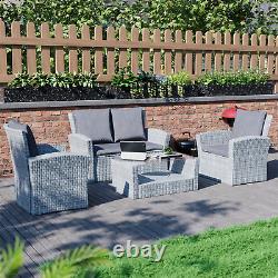 SALE 4 Seater Rattan Set Garden Furniture Sofa Table Chairs Grey