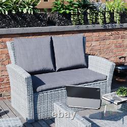 SALE 4 Seater Rattan Set Garden Furniture Sofa Table Chairs Grey