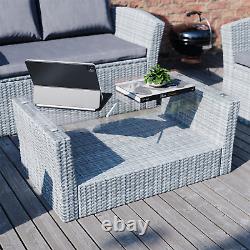 SALE 4 Seater Rattan Set Garden Furniture Sofa Table Chairs Grey