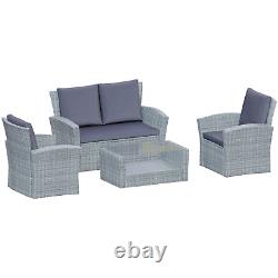 SALE 4 Seater Rattan Set Garden Furniture Sofa Table Chairs Grey