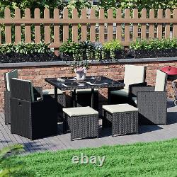 SALE 8 Seater Rattan Set Garden Furniture Outdoor Dining Black