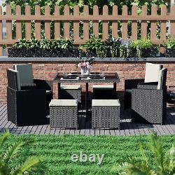 SALE 8 Seater Rattan Set Garden Furniture Outdoor Dining Black