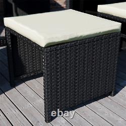 SALE 8 Seater Rattan Set Garden Furniture Outdoor Dining Black