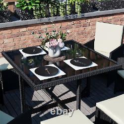 SALE 8 Seater Rattan Set Garden Furniture Outdoor Dining Black