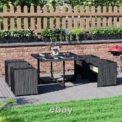 SALE 8 Seater Rattan Set Garden Furniture Outdoor Dining Black