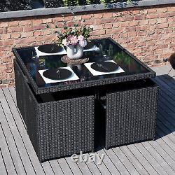 SALE 8 Seater Rattan Set Garden Furniture Outdoor Dining Black