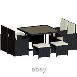 SALE 8 Seater Rattan Set Garden Furniture Outdoor Dining Black