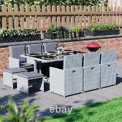 SALE Cuba 10 Seater Rattan Set Garden Furniture Grey