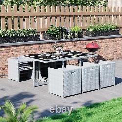 SALE Cuba 10 Seater Rattan Set Garden Furniture Grey