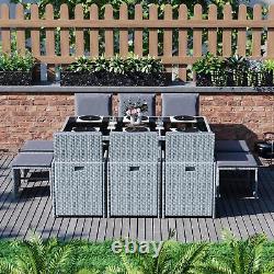 SALE Cuba 10 Seater Rattan Set Garden Furniture Grey