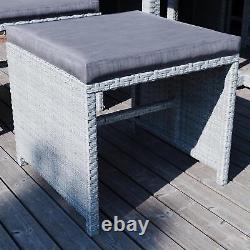 SALE Cuba 10 Seater Rattan Set Garden Furniture Grey