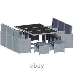 SALE Cuba 10 Seater Rattan Set Garden Furniture Grey