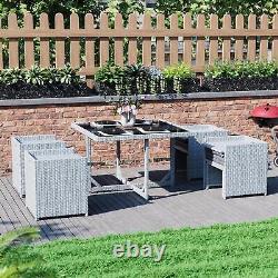 SALE Cuba 8 Seater Rattan Set Garden Furniture DAMAGED Grey