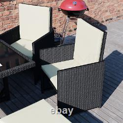 SALE Cuba 8 Seater Rattan Set Garden Furniture Outdoor Dining Black