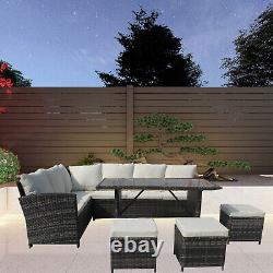SFS019 Rattan Garden Furniture 9 Seater Corner Sofa Table Outdoor Lounge Set