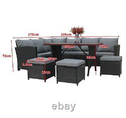 SPARE REPAIR Garden Rattan Furniture Set 9 Seater Lounger Sofa Glass Table Black