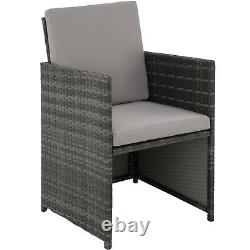 Set Rattan Garden Furniture Cube 8 Seater Table Cushions Protective Case Grey