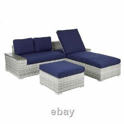 Sofa Sun Lounger Set Azuma Grey Rattan Garden Furniture Storage Tables Patio