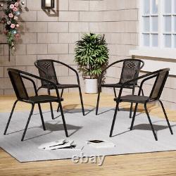 Stone Effect Table Sun Shades Garden Furniture Rattan Chairs with Umbrella Hole