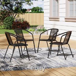 Stone Effect Table Sun Shades Garden Furniture Rattan Chairs with Umbrella Hole