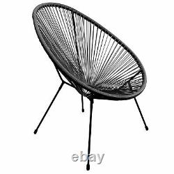 String Moon Chair Wire Frame Rattan Patio Seat Indoor Outdoor Garden Bistro