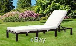 Sun Lounger Rattan Day Bed Recliner Chair Outdoor Garden Furniture Patio Terrace
