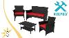 Sunnydaze Arklow 4 Piece Black Rattan Outdoor Patio Furniture Set With Cushions Jf 463