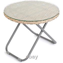 TOBS Original Bistro Set Rattan Garden Furniture 2 Chairs+Coffee Table Grey/Clay