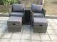 Twin Table Stools Rattan Wicker Conservatory Outdoor Garden Furniture Set Grey