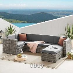 Tatton Grey Modular Rattan Garden Furniture Set, Coffee Table. Patio 6 Seats