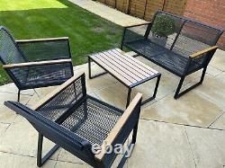 Two sets of Garden Furniture Black Lounge Sofa set & Dining Table & Chair Set