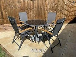 Two sets of Garden Furniture Black Lounge Sofa set & Dining Table & Chair Set