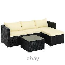 UK Rattan Garden Furniture Corner Sofa Dining Set Table Outdoor Patio 4 Seat NEW