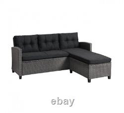 Universal Grey Garden Corner Sofa Dark Cushions Patio Furniture Fast Delivery