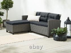 Universal Grey Garden Corner Sofa Dark Cushions Patio Furniture Fast Delivery