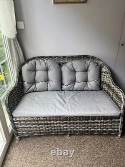 Used rattan garden furniture set grey