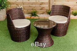 Verona 3 Pc Rattan Garden Patio Furniture Vase Set Table & 2 Chairs Stackable