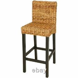 VidaXL 2x Bar Stools Abaca Brown with Backrest Kitchen Breakfast Chair Seat