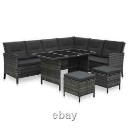 VidaXL 4 Piece Garden Lounge Set with Cushions Poly Rattan Grey Furniture Set