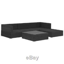 VidaXL 5x Garden Lounge Set with Cushions Poly Rattan Black Outdoor Sofa Sets