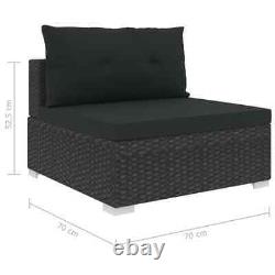 VidaXL 6x Garden Lounge Set with Cushions Poly Rattan Black Outdoor Sofa Sets